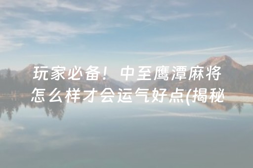 玩家必备！中至鹰潭麻将怎么样才会运气好点(揭秘小程序专用神器)