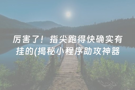厉害了！指尖跑得快确实有挂的(揭秘小程序助攻神器)