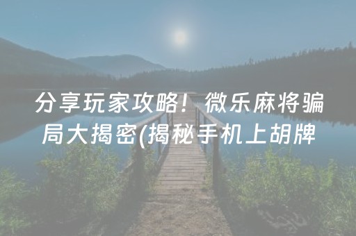 分享玩家攻略！微乐麻将骗局大揭密(揭秘手机上胡牌技巧)