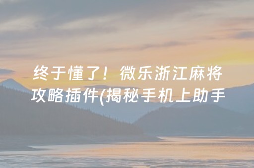 终于懂了！微乐浙江麻将攻略插件(揭秘手机上助手软件)