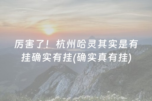 厉害了！杭州哈灵其实是有挂确实有挂(确实真有挂)
