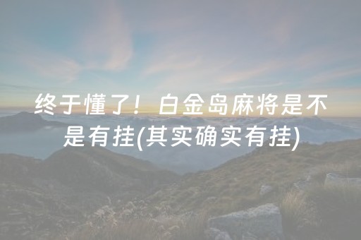 终于懂了！白金岛麻将是不是有挂(其实确实有挂)
