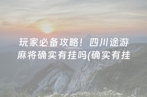 玩家必备攻略！四川途游麻将确实有挂吗(确实有挂吗)