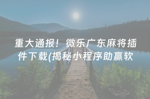 重大通报！微乐广东麻将插件下载(揭秘小程序助赢软件)