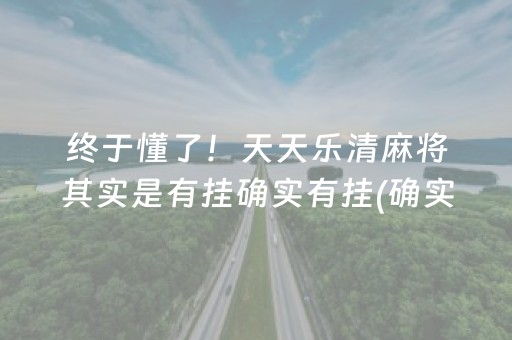 终于懂了！天天乐清麻将其实是有挂确实有挂(确实真的有挂)