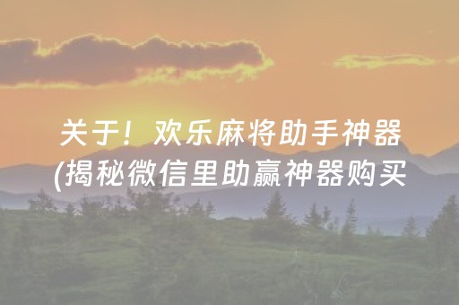 关于！欢乐麻将助手神器(揭秘微信里助赢神器购买)