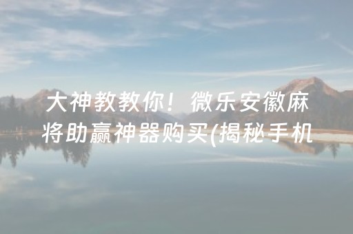 大神教教你！微乐安徽麻将助赢神器购买(揭秘手机上赢的诀窍)