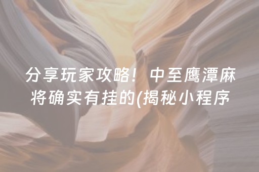 分享玩家攻略！中至鹰潭麻将确实有挂的(揭秘小程序插件免费)