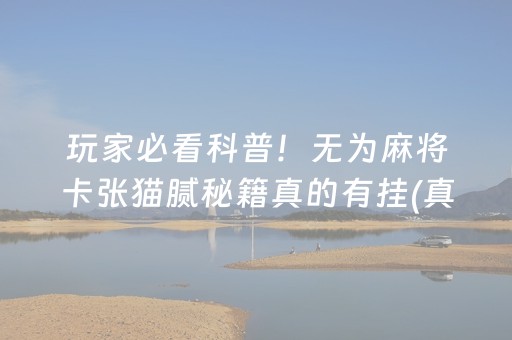 玩家必看科普！无为麻将卡张猫腻秘籍真的有挂(真的有挂确实有挂)