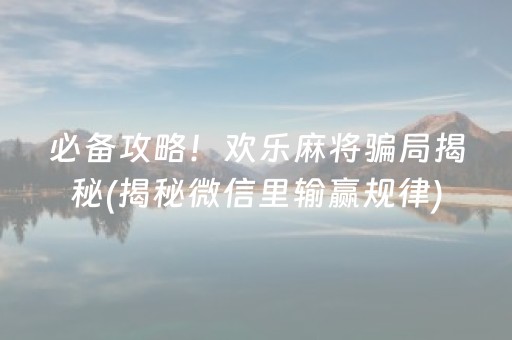 必备攻略！欢乐麻将骗局揭秘(揭秘微信里输赢规律)