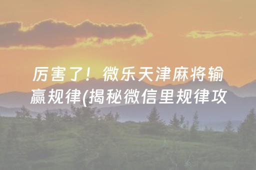 厉害了！微乐天津麻将输赢规律(揭秘微信里规律攻略)