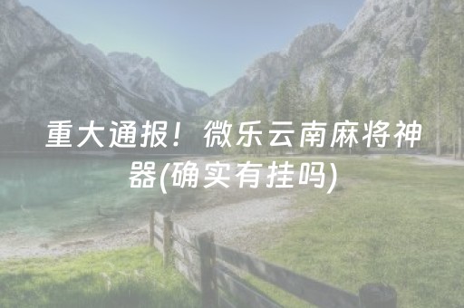 重大通报！微乐云南麻将神器(确实有挂吗)