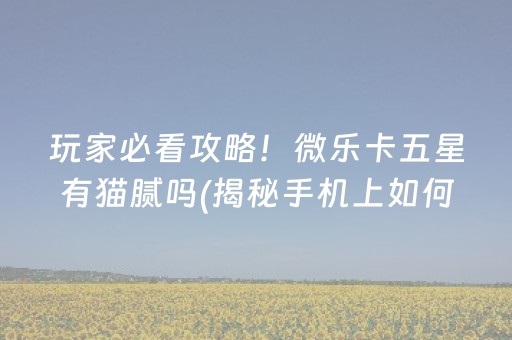 玩家必看攻略！微乐卡五星有猫腻吗(揭秘手机上如何让牌变好)