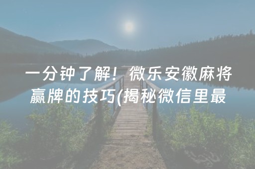 一分钟了解！微乐安徽麻将赢牌的技巧(揭秘微信里最新神器下载)