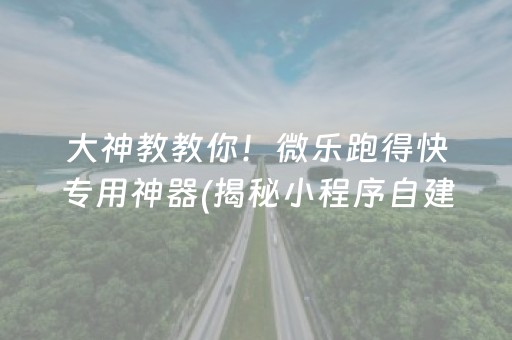 大神教教你！微乐跑得快专用神器(揭秘小程序自建房怎么赢)