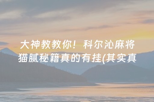 大神教教你！科尔沁麻将猫腻秘籍真的有挂(其实真的有挂)