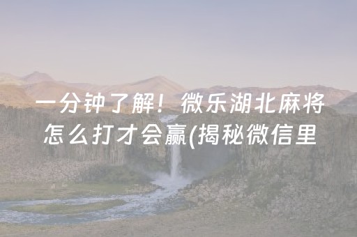 一分钟了解！微乐湖北麻将怎么打才会赢(揭秘微信里提高胜率)