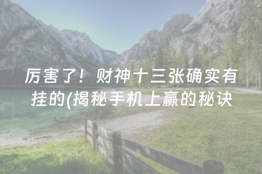 厉害了！财神十三张确实有挂的(揭秘手机上赢的秘诀)