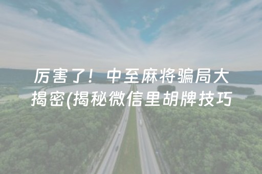 厉害了！中至麻将骗局大揭密(揭秘微信里胡牌技巧)