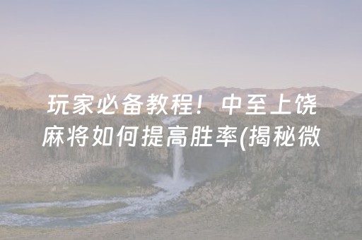 玩家必备教程！中至上饶麻将如何提高胜率(揭秘微信里确实有猫腻)