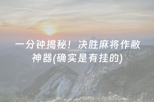 一分钟揭秘！决胜麻将作敝神器(确实是有挂的)