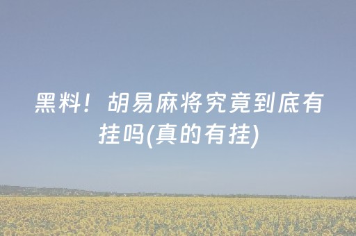 黑料！胡易麻将究竟到底有挂吗(真的有挂)