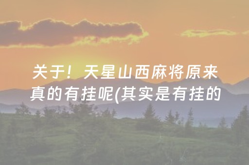 关于！天星山西麻将原来真的有挂呢(其实是有挂的)