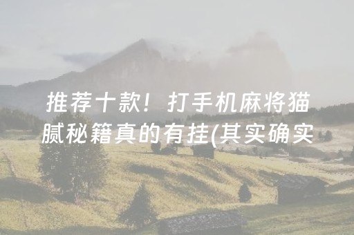 推荐十款！打手机麻将猫腻秘籍真的有挂(其实确实有挂)