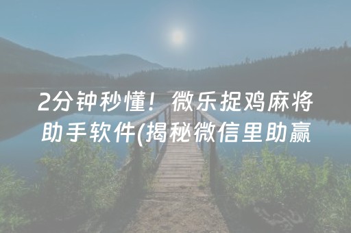 2分钟秒懂！微乐捉鸡麻将助手软件(揭秘微信里助赢神器)