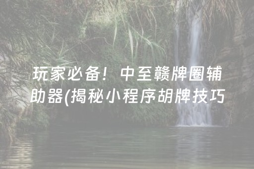 玩家必备！中至赣牌圈辅助器(揭秘小程序胡牌技巧)