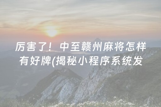 厉害了！中至赣州麻将怎样有好牌(揭秘小程序系统发好牌)