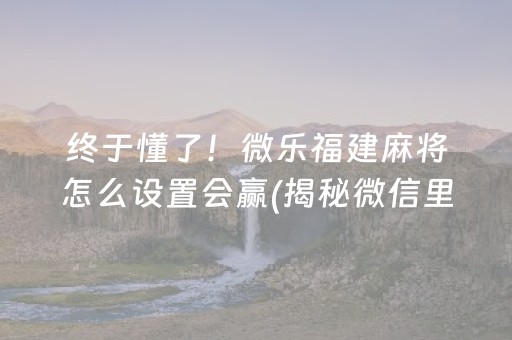 终于懂了！微乐福建麻将怎么设置会赢(揭秘微信里胡牌神器)