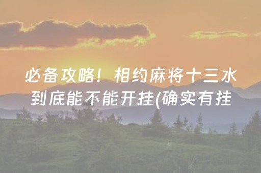 必备攻略！相约麻将十三水到底能不能开挂(确实有挂吗)