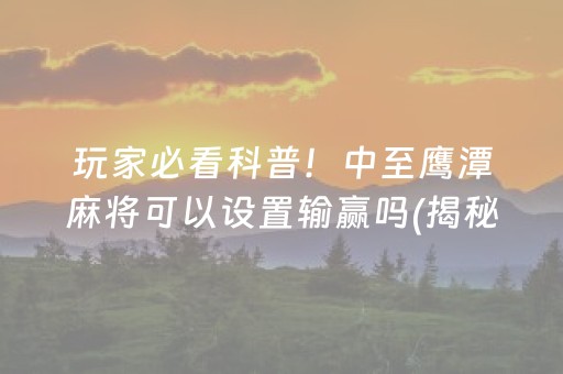 玩家必看科普！中至鹰潭麻将可以设置输赢吗(揭秘微信里如何让牌变好)