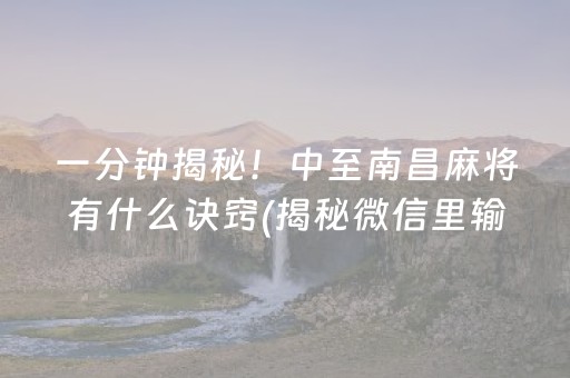 一分钟揭秘！中至南昌麻将有什么诀窍(揭秘微信里输赢规律)