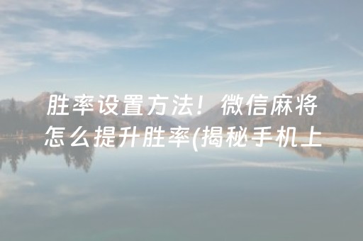 胜率设置方法！微信麻将怎么提升胜率(揭秘手机上规律攻略)