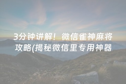 3分钟讲解！微信雀神麻将攻略(揭秘微信里专用神器下载)