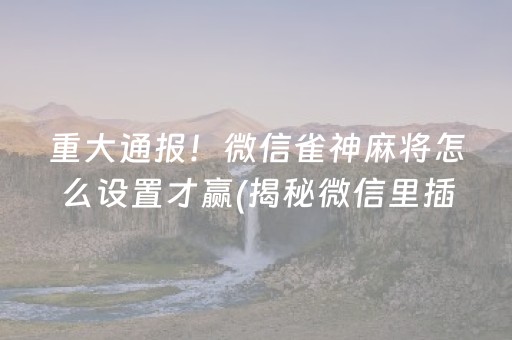 重大通报！微信雀神麻将怎么设置才赢(揭秘微信里插件购买)