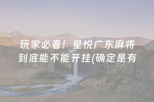 玩家必看！星悦广东麻将到底能不能开挂(确定是有挂)
