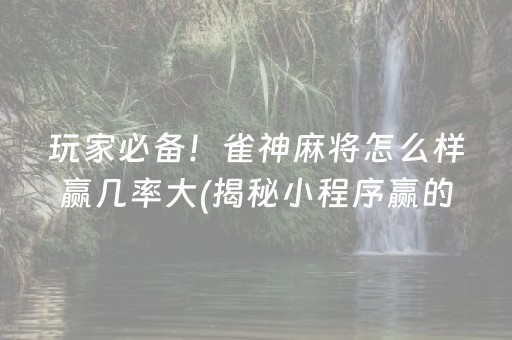 玩家必备！雀神麻将怎么样赢几率大(揭秘小程序赢的诀窍)