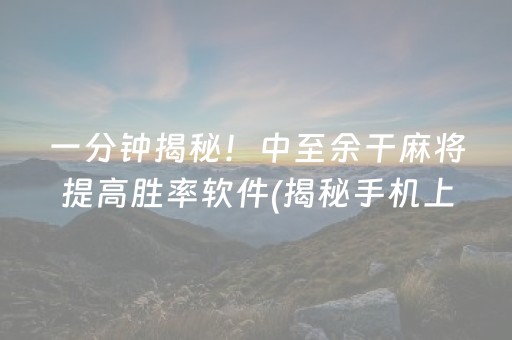 一分钟揭秘！中至余干麻将提高胜率软件(揭秘手机上提高胜率)