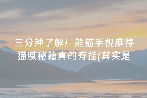 三分钟了解！熊猫手机麻将猫腻秘籍真的有挂(其实是有挂的)