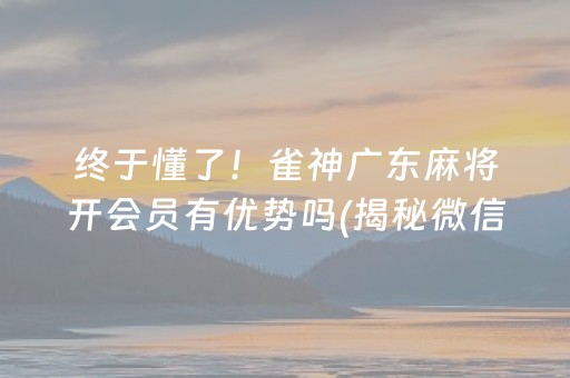 终于懂了！雀神广东麻将开会员有优势吗(揭秘微信里赢牌技巧)