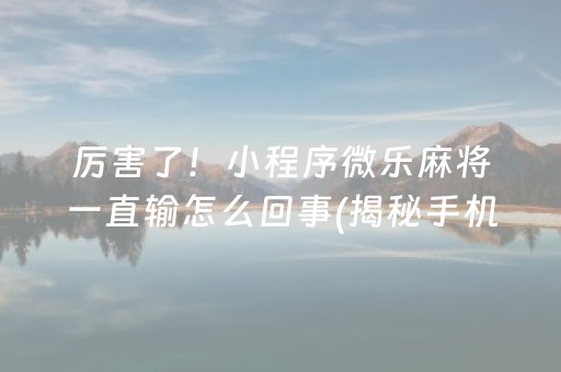 厉害了！小程序微乐麻将一直输怎么回事(揭秘手机上攻略插件)
