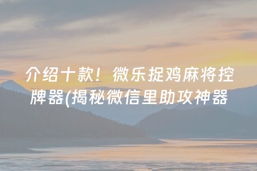 介绍十款！微乐捉鸡麻将控牌器(揭秘微信里助攻神器)