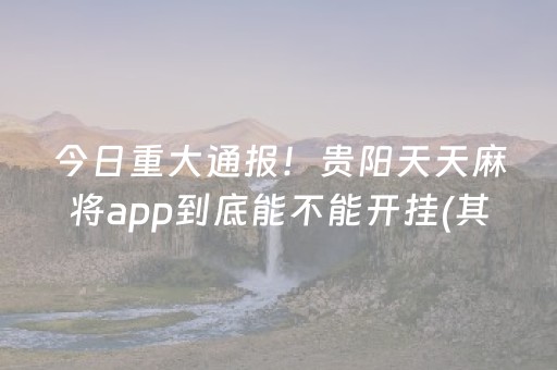 今日重大通报！贵阳天天麻将app到底能不能开挂(其实确实有挂)