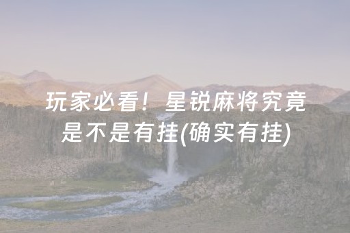 玩家必看！星锐麻将究竟是不是有挂(确实有挂)