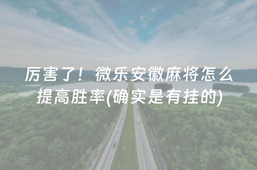 厉害了！微乐安徽麻将怎么提高胜率(确实是有挂的)