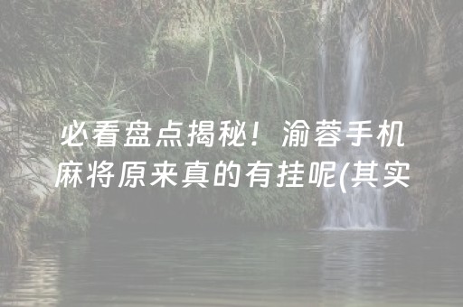 必看盘点揭秘！渝蓉手机麻将原来真的有挂呢(其实是有挂确实有挂)
