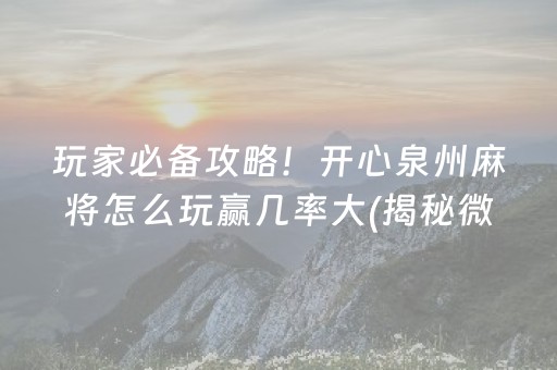 玩家必备攻略！开心泉州麻将怎么玩赢几率大(揭秘微信里助赢软件)